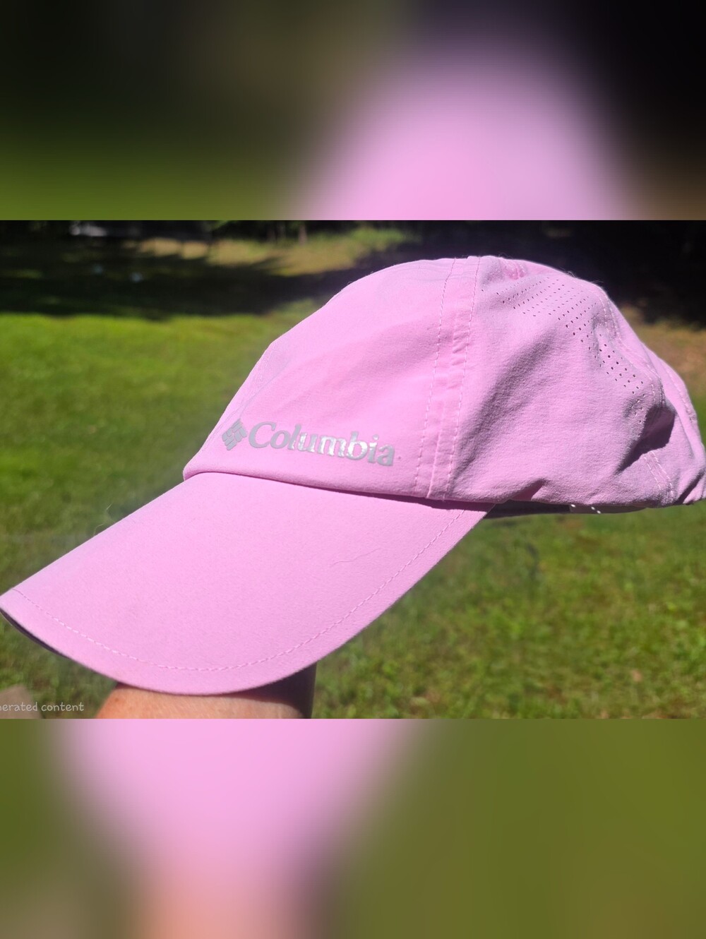 Like new COLUMBIA Pink cap Adjustable sizing. Pretty light pink. Lightweight.